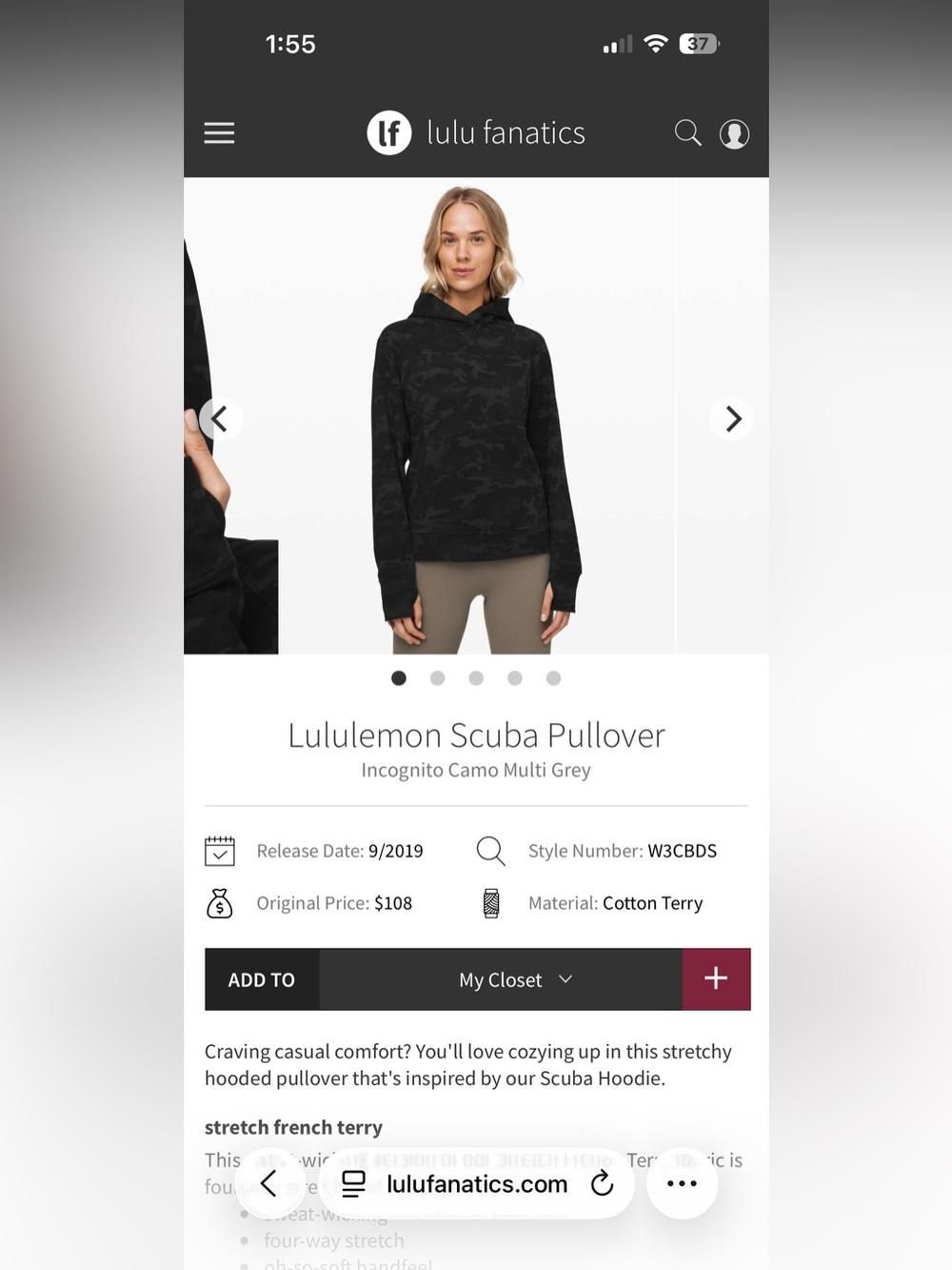 Lululemon Scuba Pullover Hoodie Incognito Camo Multi Grey Size 2